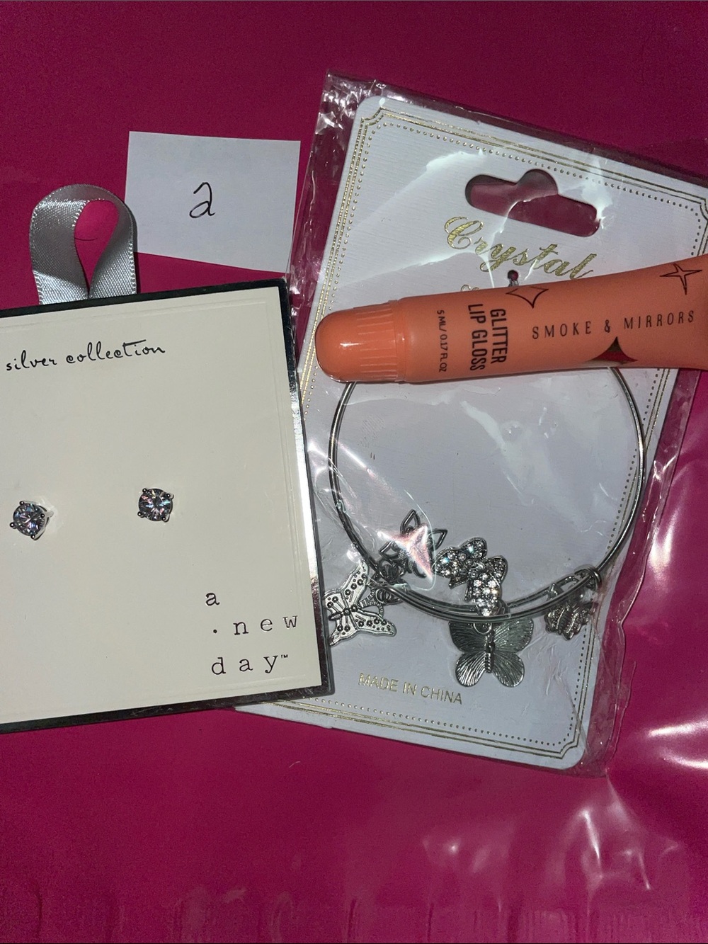 Pick One Jewelry and Lip Gloss Set - Pink, Gold, Brown - Picture 3 of 7